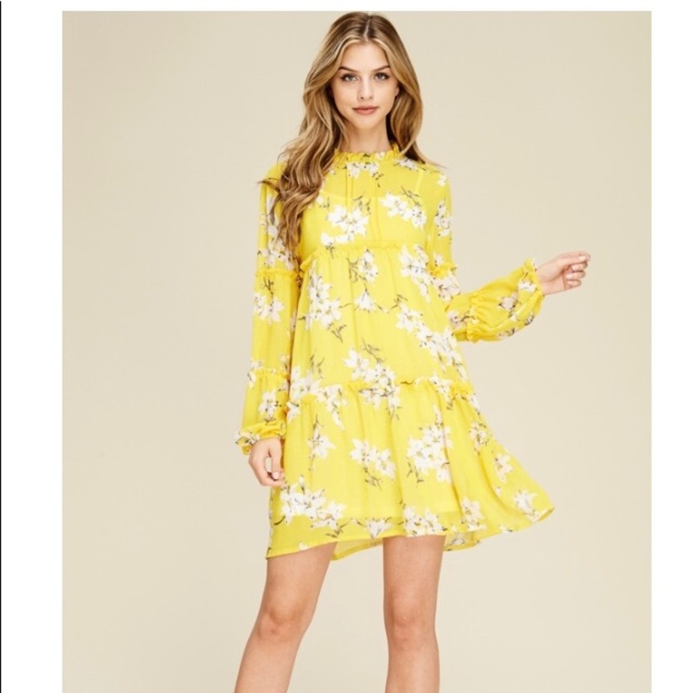 Floral semi sheer stress! Yellow is big in spring